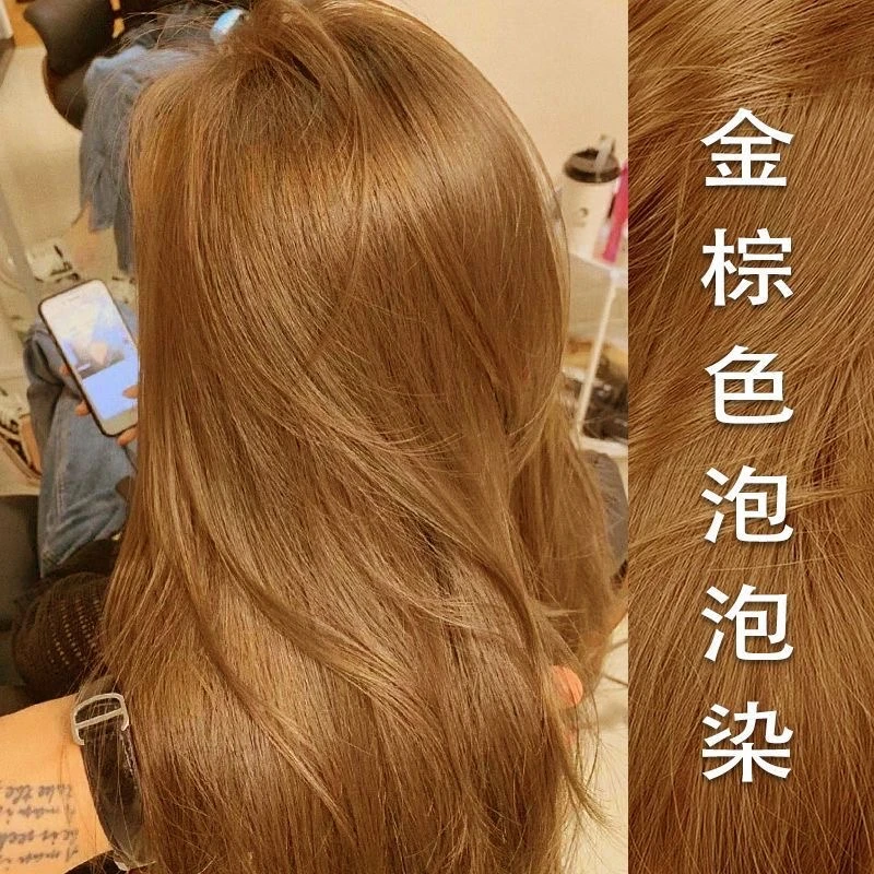 金棕泡泡染发剂女2025流行色学生显白自己在家染发膏泡沫型植物纯
