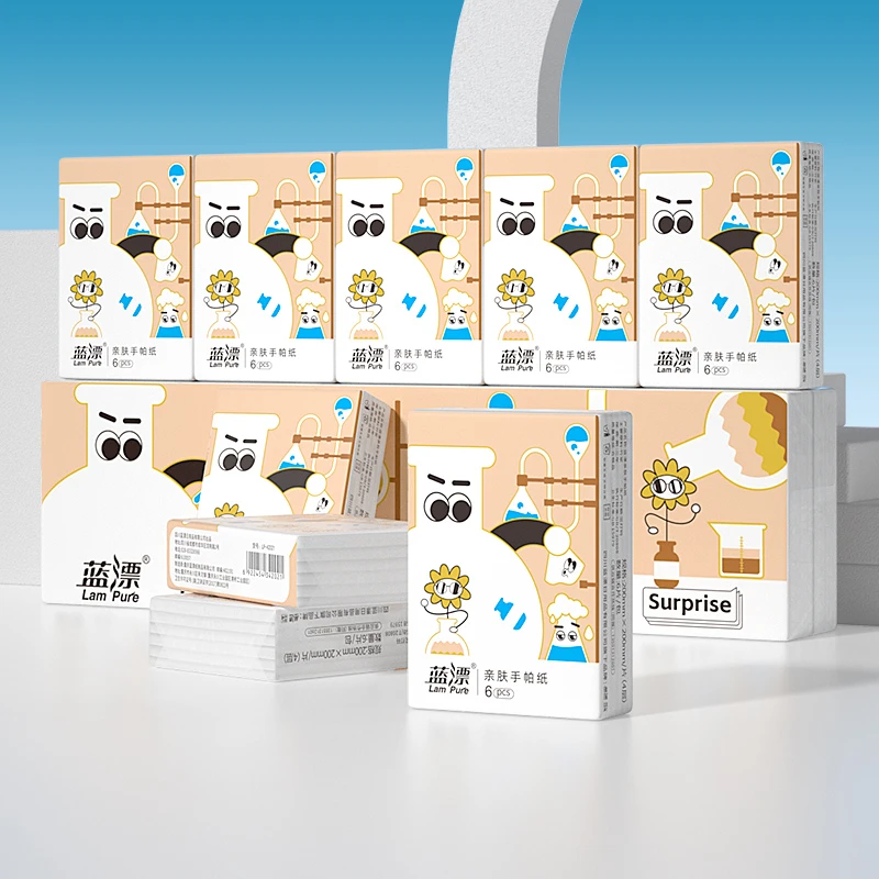 【到手30包】蓝漂 白色便携式亲肤干湿两用手帕纸30包-YL