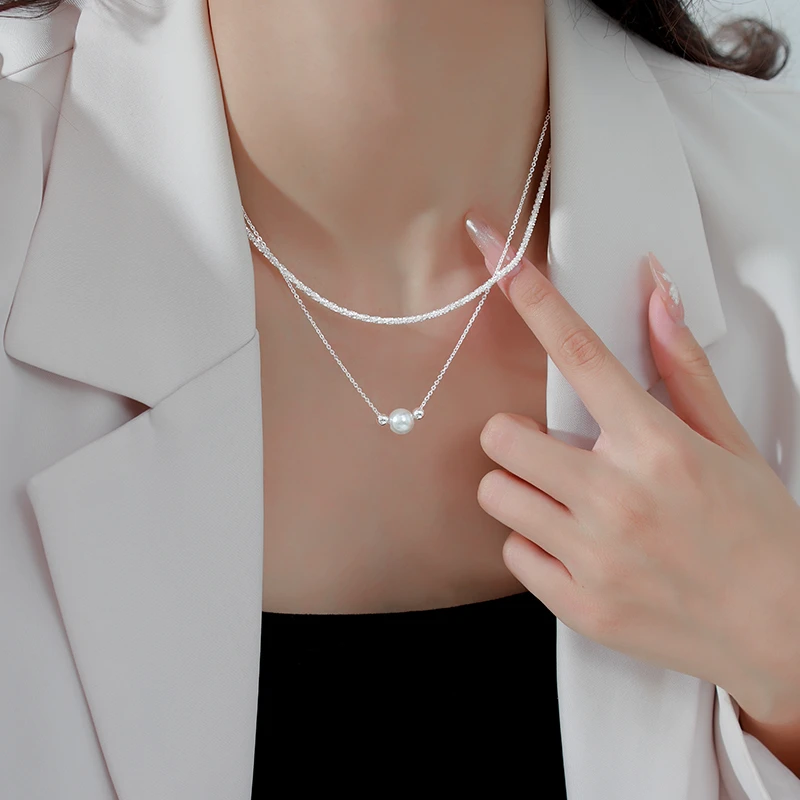 CUOOYINO/初影 铜合金项链 【双层满天星】精致珠珠项链百搭锁骨链