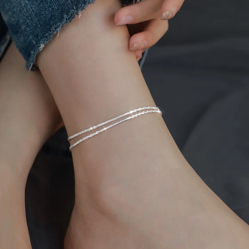 CUOOYINO/初影 925银脚链 【捕捉银河】时尚碎银子脚链女满天星足链
