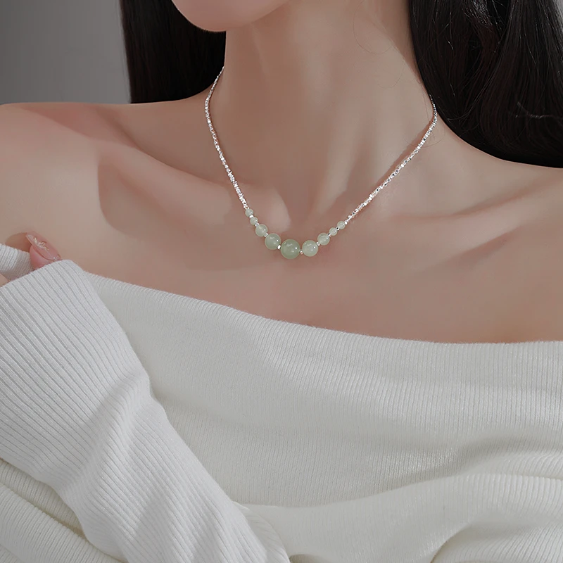 CUOOYINO/初影 铜合金项链 【青翠】精致珠珠项链百搭碎银子锁骨链
