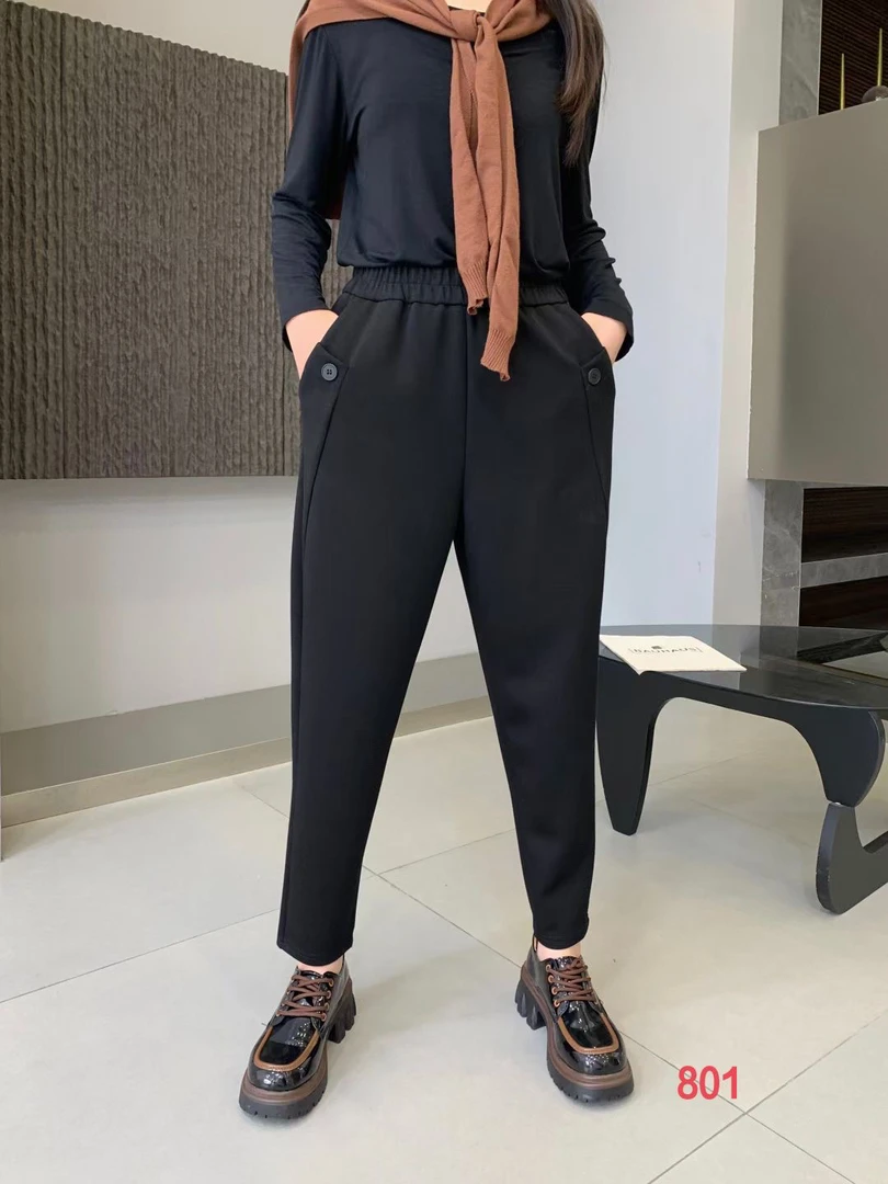 裤新款秋季装百搭显宽松个性时尚哈伦瘦纯色经典女士休闲裤