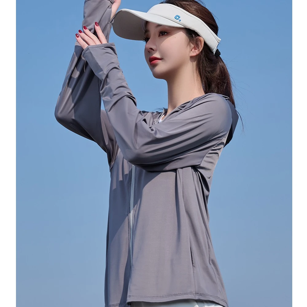 升级冰丝薄款防晒衣女夏季户外骑行开车防紫外线帽子外套一体防晒