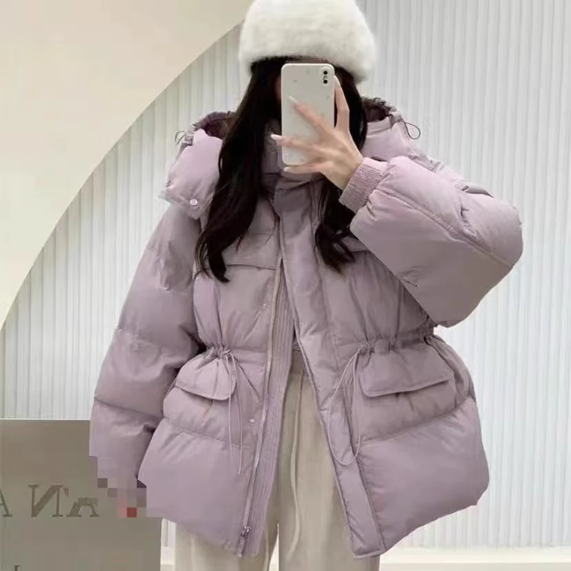 2024秋冬季新款羽绒服女中长款韩版宽松加厚鸭绒高端连帽外套潮