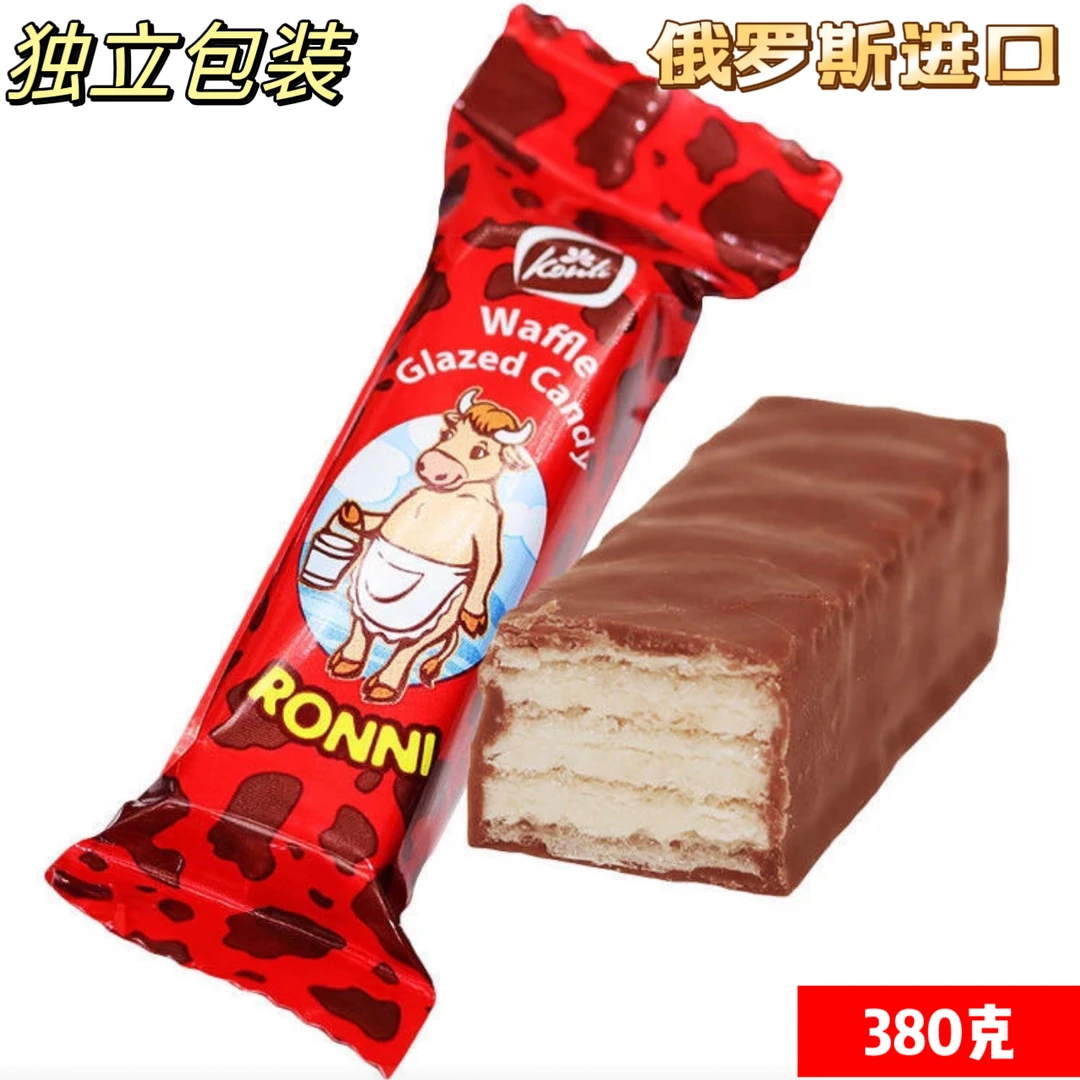 KONTI红罗尼巧克力味威化糖果袋装380克（俄罗斯进口）全国包邮