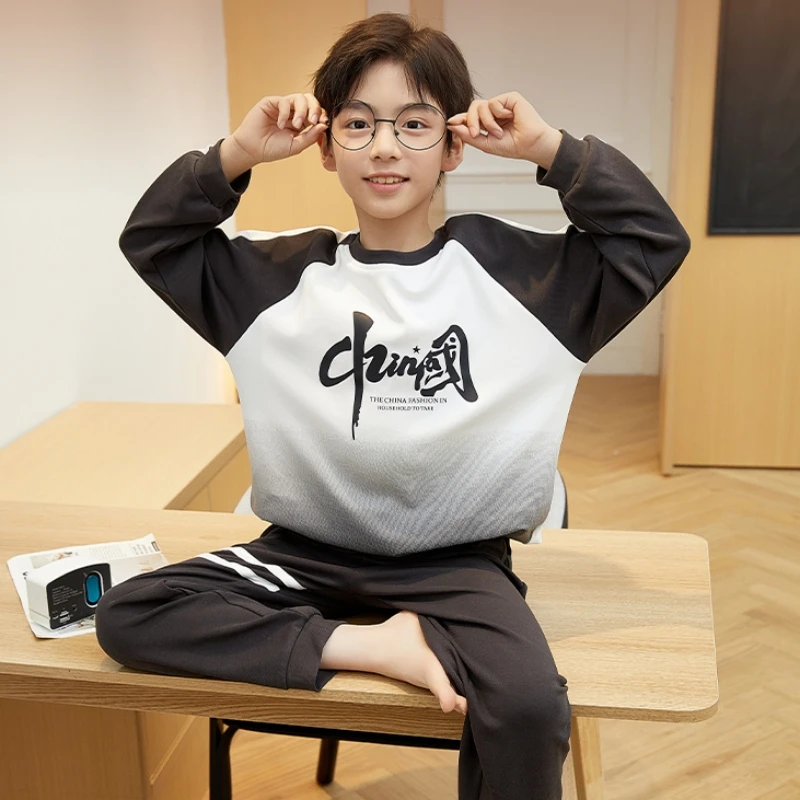 男童睡衣纯棉春秋季长袖薄款卡通全棉儿童中大童套装家居服6-12岁