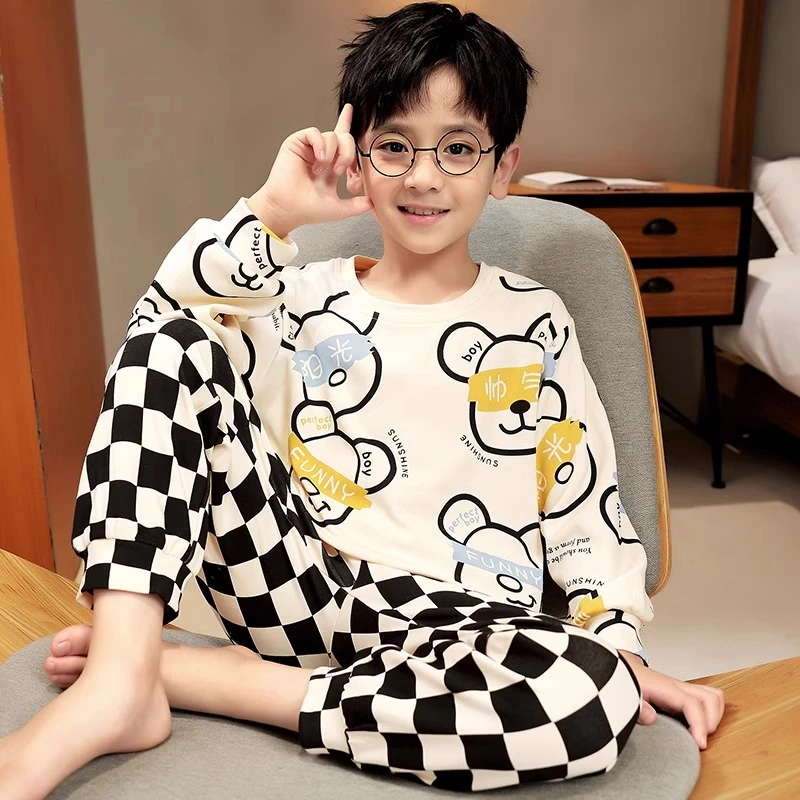 男童睡衣春秋季纯棉长袖儿童可爱卡通中大童帅气小男孩家居服套装