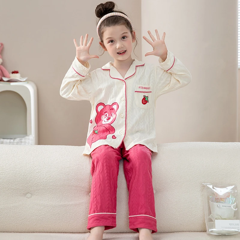 女童儿童睡衣纯棉春秋季长袖开衫薄款中大童套装小女孩宝宝家居服