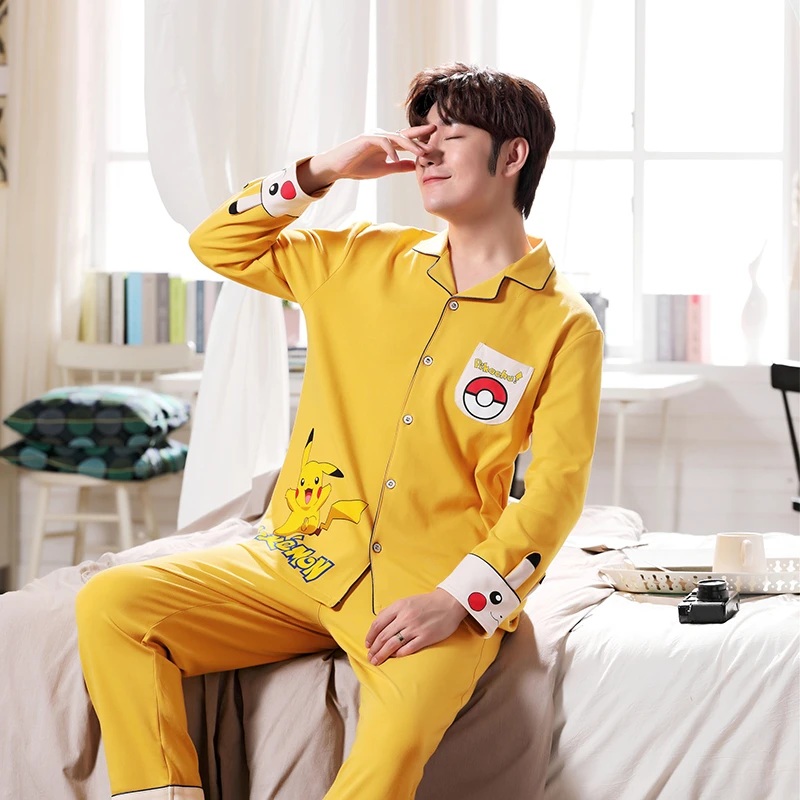 睡衣男士春秋款卡通青少年2023新款纯棉夏季长袖家居服套装男款式