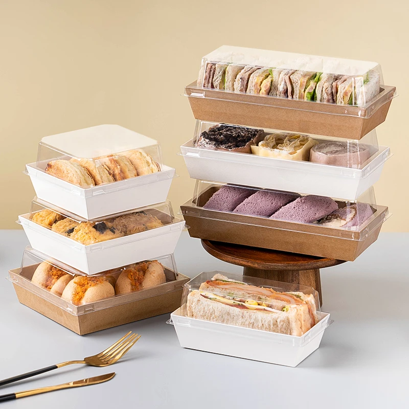 烘焙加厚透明三明治雪媚娘毛巾卷肉松小贝虎皮蛋糕甜品泡芙包装盒