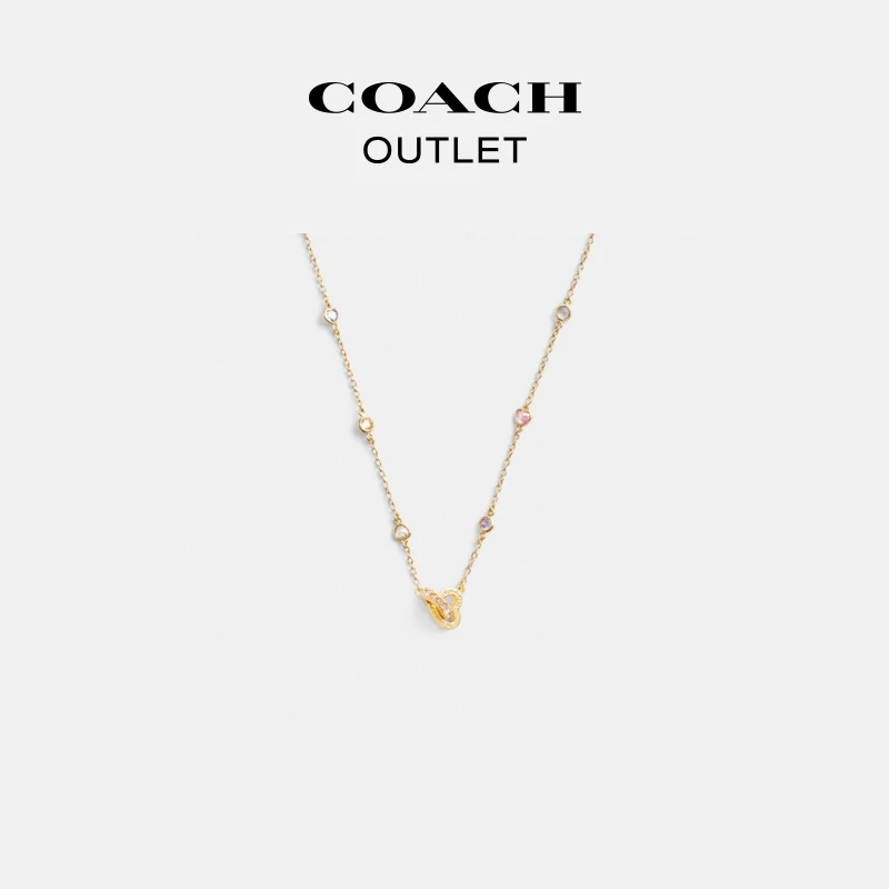 【李好推荐】COACH/蔻驰奥莱 联锁开放式圆环爱心吊坠项链