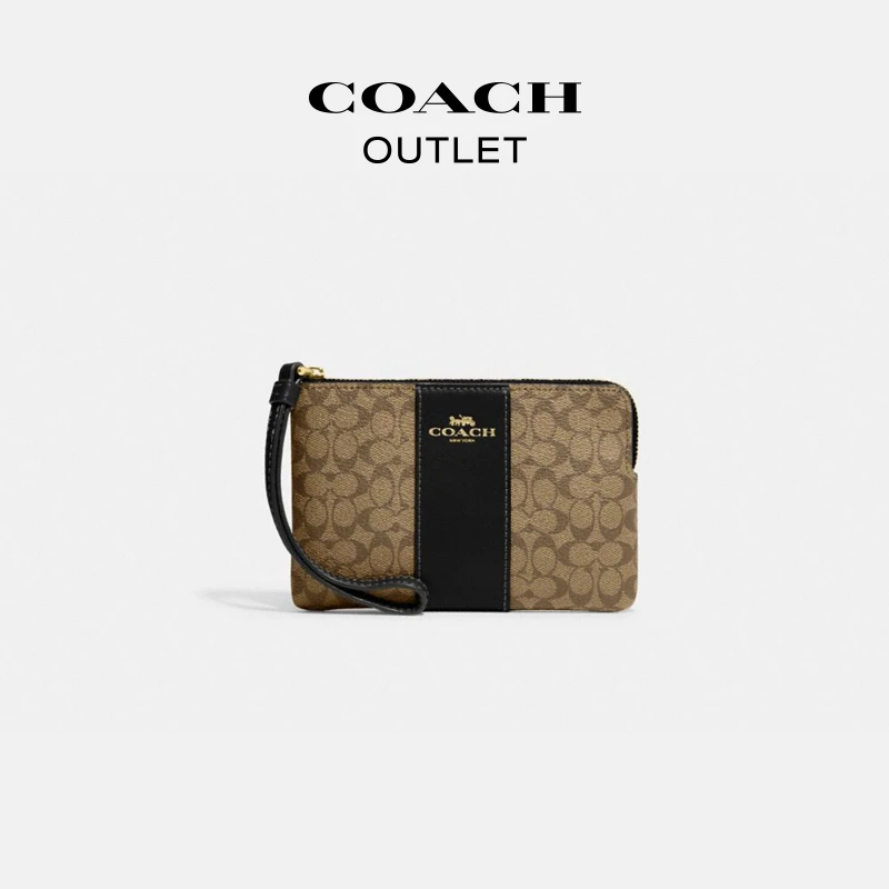 COACH/蔻驰奥莱 经典标志角拉链腕包