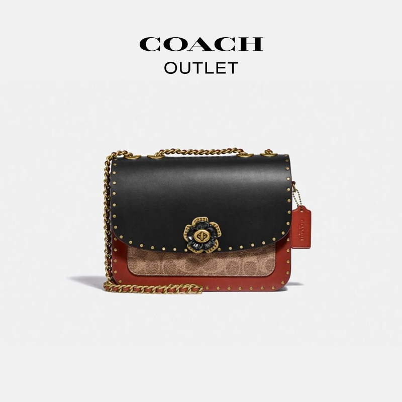 【杨发发】COACH/蔻驰奥莱 撞色饰钉细节MADISON链条单肩包