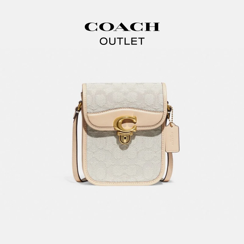 COACH/蔻驰奥莱 经典标志提花织物TALL STUDIO斜挎包