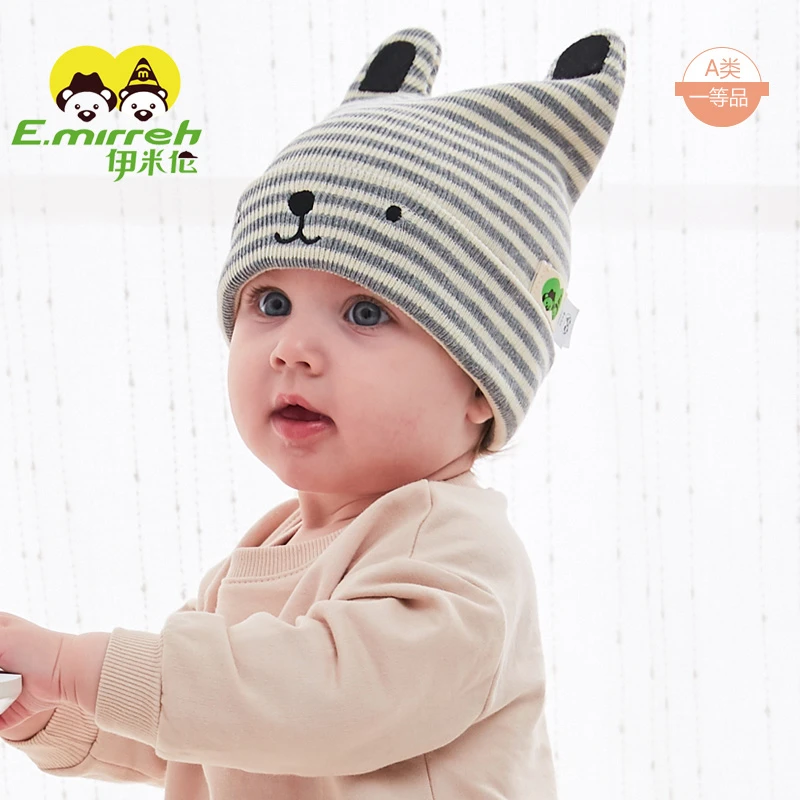 伊米伦婴儿宝宝帽子秋冬可爱新生婴幼儿帽子春秋薄款纯棉保暖童帽