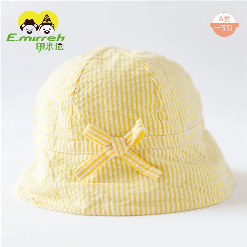 伊米伦婴儿渔夫帽春夏季纯棉薄款遮阳帽女宝宝帽子百搭条纹太阳帽