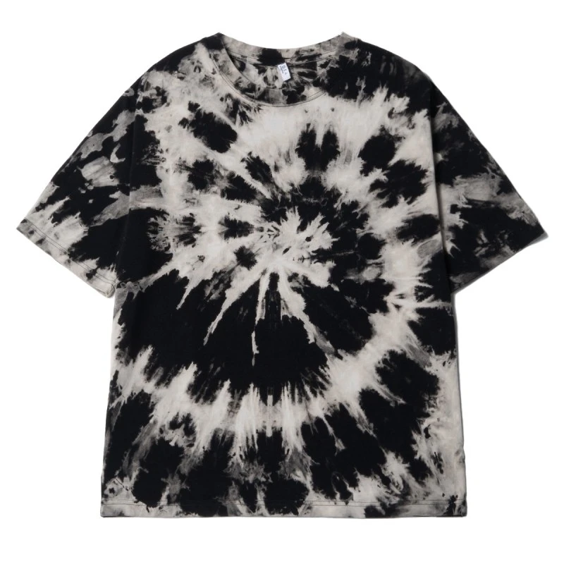 T99夏季新款男士时尚流行螺旋扎染高街潮短袖t恤休闲水墨宽松复