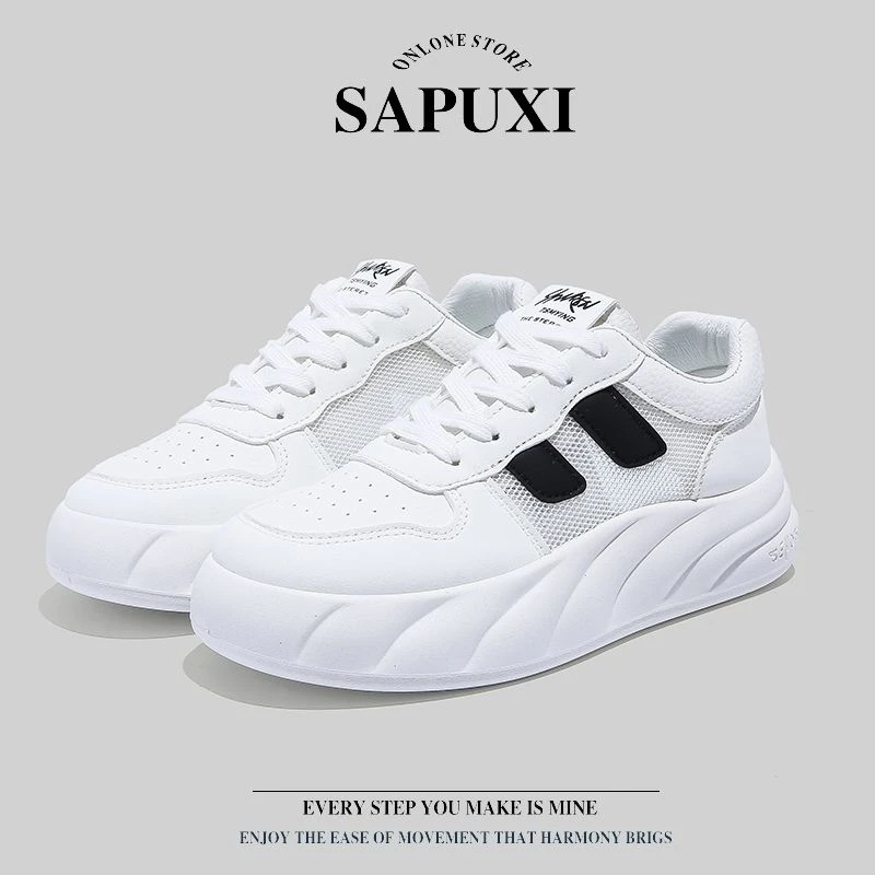 厚底小白鞋女夏季网鞋透气薄款2024新款网面鞋子增高运动板鞋超轻