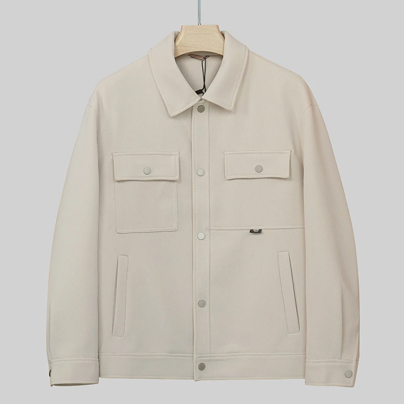 春季男士长袖翻领提花春季夹克工装宽松潮流春秋户外