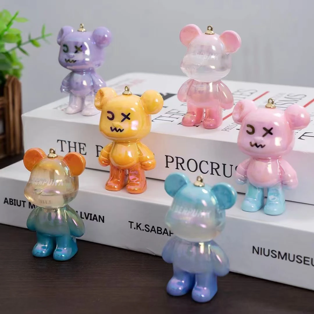 新款电镀暴力熊卡通钥匙扣挂件车载吊坠公仔