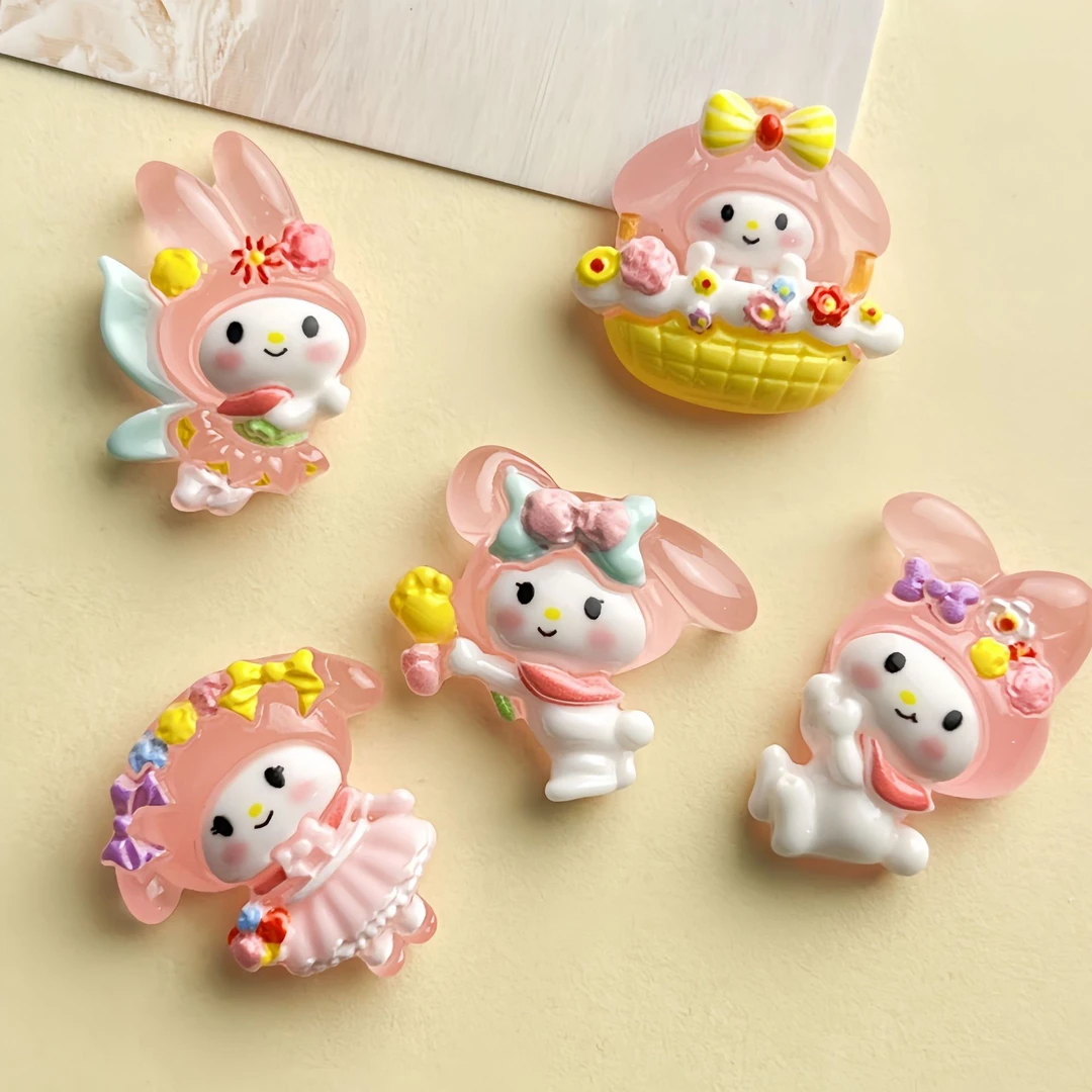 小卡粉色美乐蒂卡通树脂配件手工发夹饰品材料包