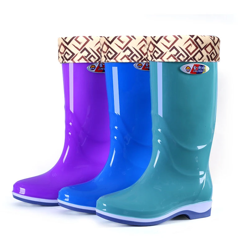 雨鞋女中筒时尚保暖加绒成人雨靴高筒防滑厚底厨房工作防水鞋胶鞋