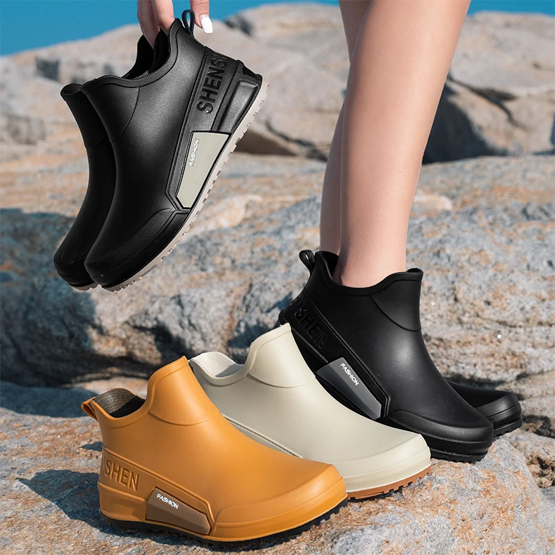 时尚雨鞋男士低帮防滑耐磨雨靴大人赶海钓鱼厨房工作防水鞋胶鞋男