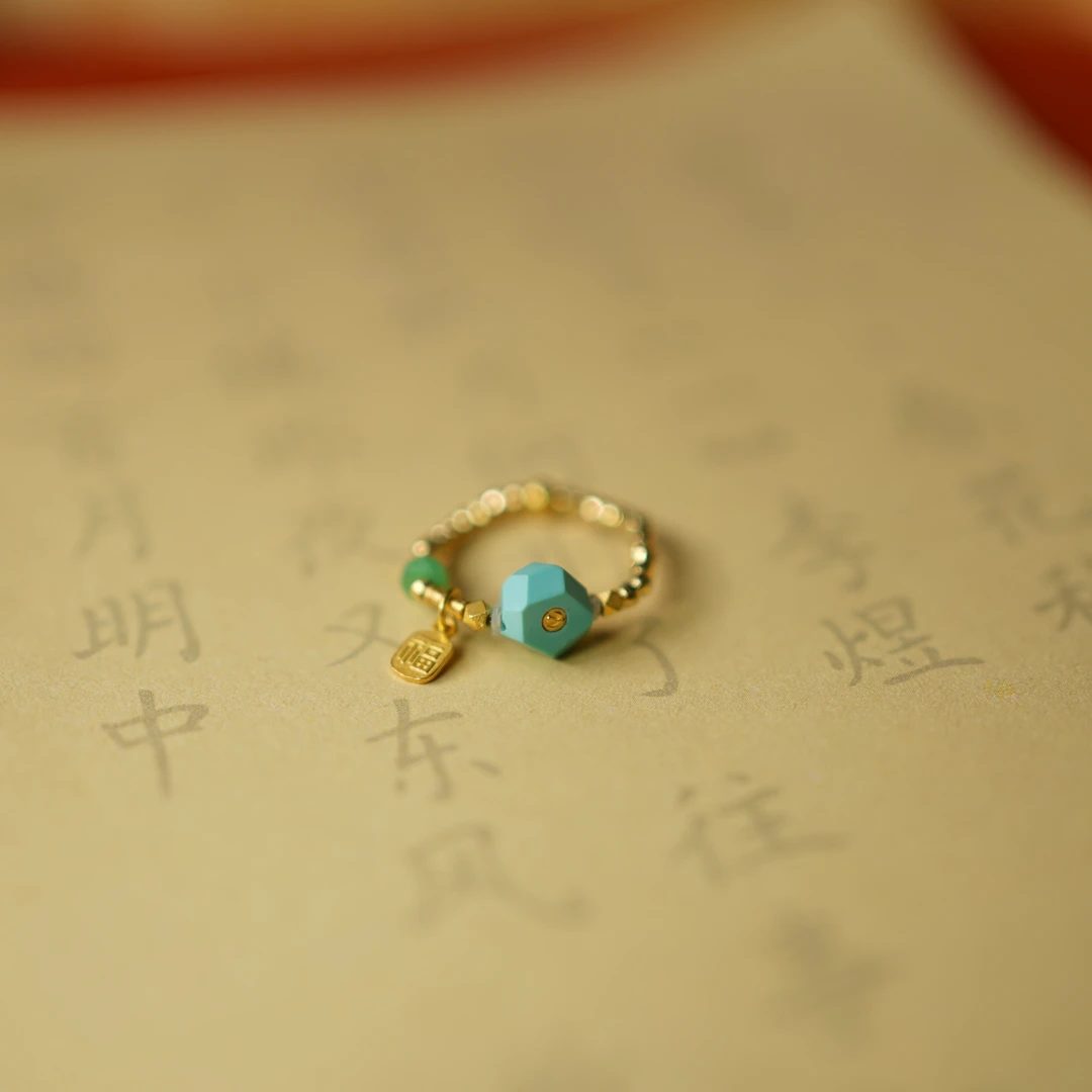 绿松*戒指*18k金镶嵌（备注圈口）