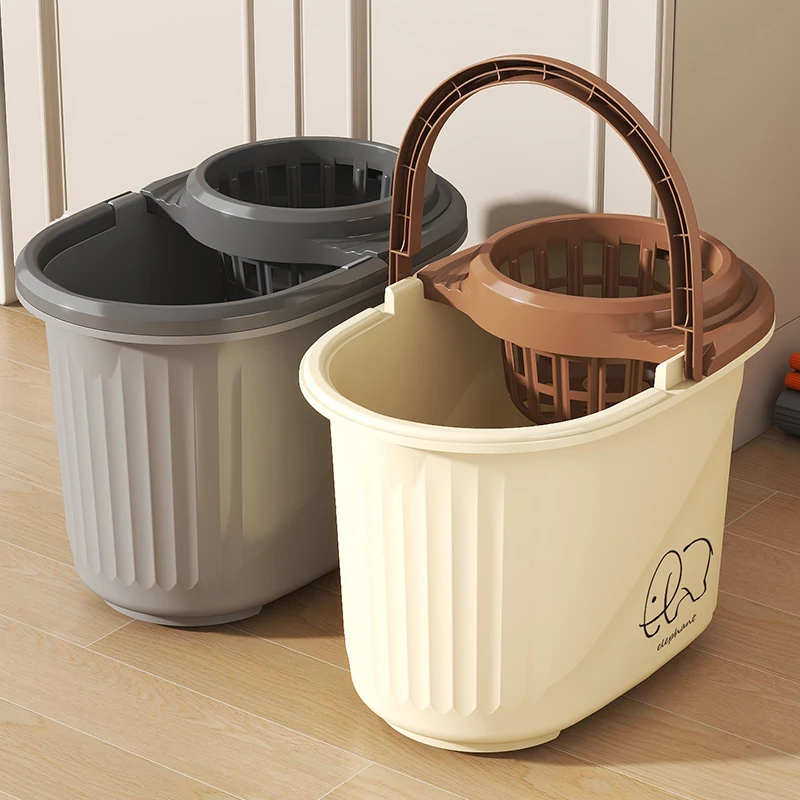 加厚拖把桶家用特大号墩布桶地拖桶两用懒人免手洗手压挤水篮带轮