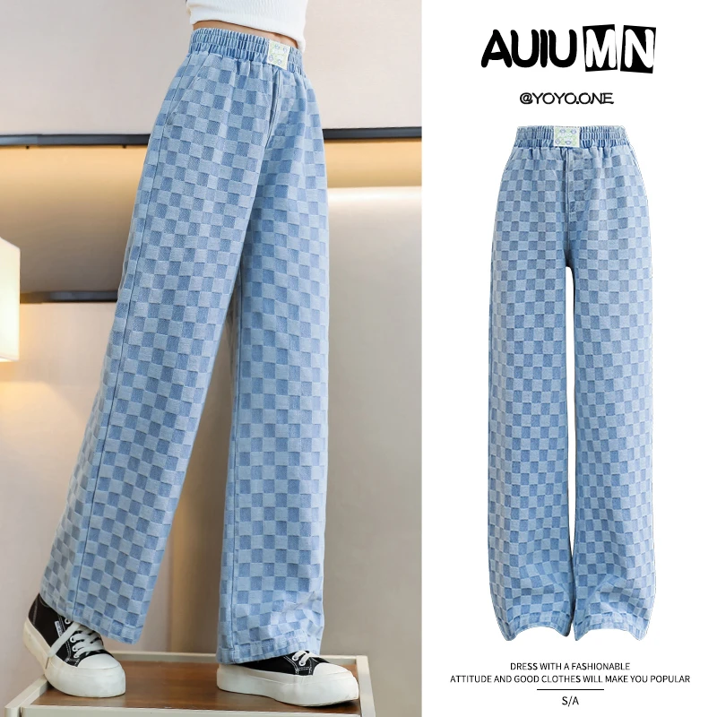 儿童牛仔裤女童2025秋装新款阔腿裤中大童宽松洋气直筒裤秋季裤子