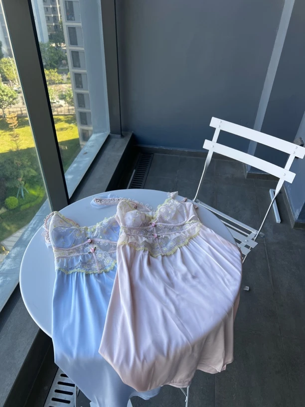 花黑盆【甜花】高端定制蕾丝连衣裙吊带睡裙