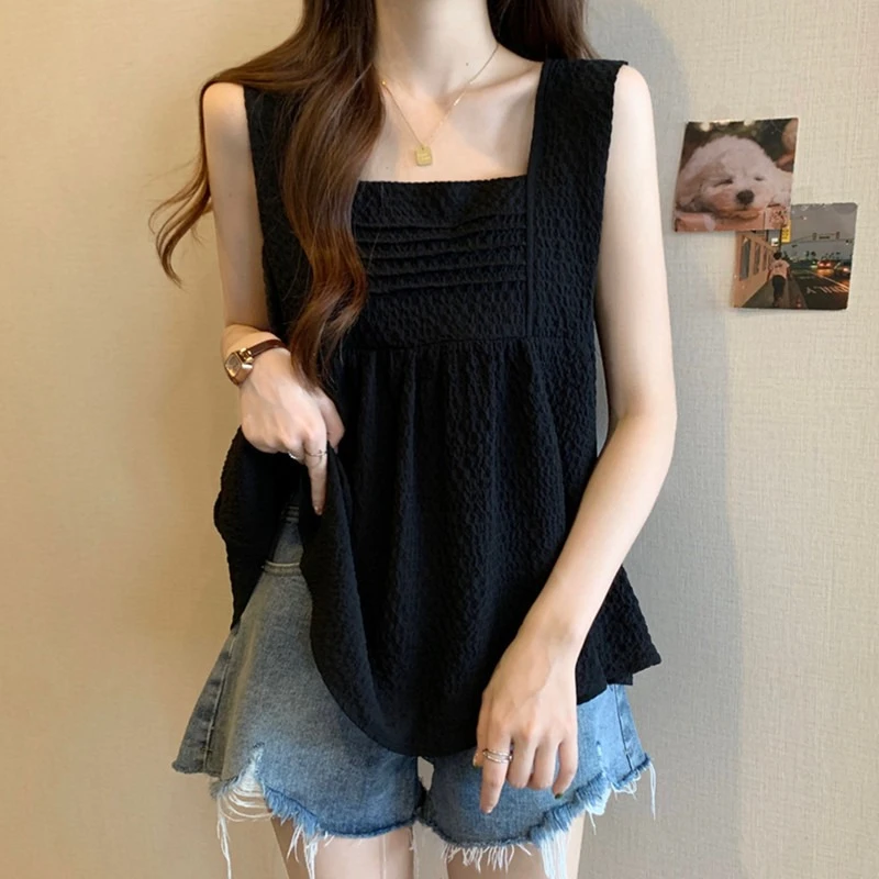 大码遮肚子纯欲风性感吊带背心女夏季胖妹妹修身显瘦无袖上衣外穿