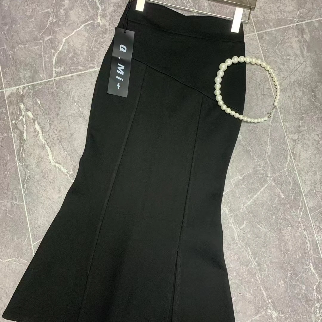 婷姐v同款早春弹力显瘦气质开叉鱼尾裙3353款