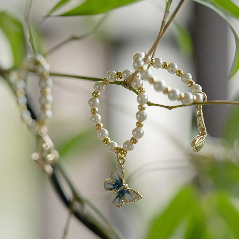 若梦蝴蝶提留陶瓷挂饰小挂件手工DIY小壶高档吊坠饰品挂件纯手工