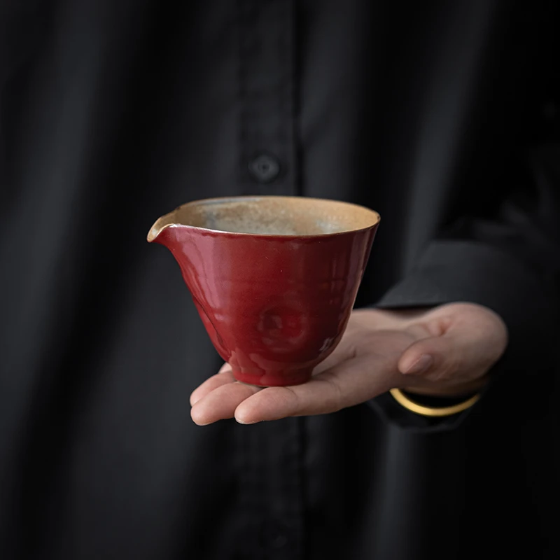 宫墙家用陶瓷月公道杯公杯日式纯手工粗陶手捏茶海功夫茶具分茶器