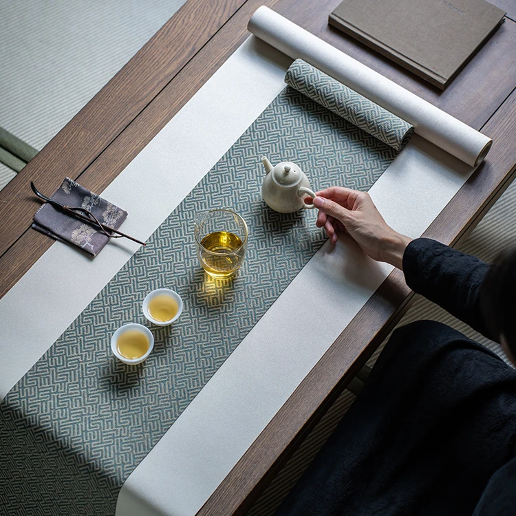 中式禅意防水茶洗干泡席桌旗家用隔热茶桌盘垫茶具配件