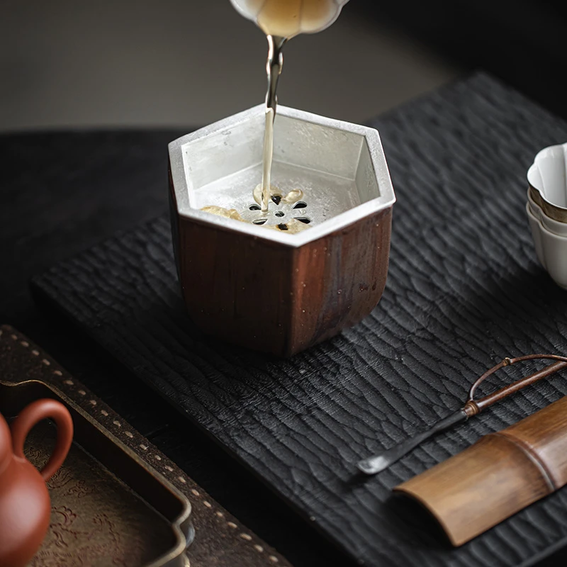 锡盖陶瓷六角建水家用茶洗桌面茶缸功夫茶具杯洗水孟水洗