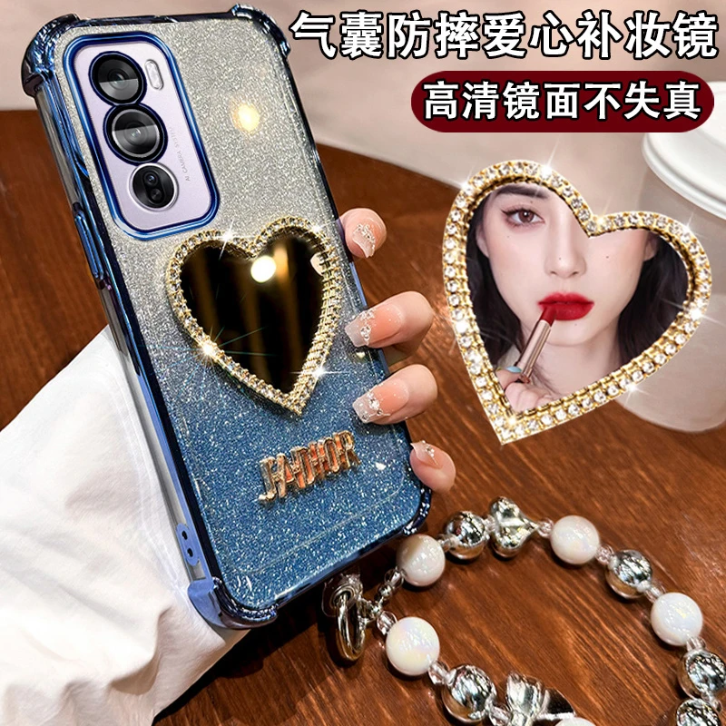OPPOReno12Pro手机壳popo爆款手链透明软套新品PJW110曲屏ins镜子