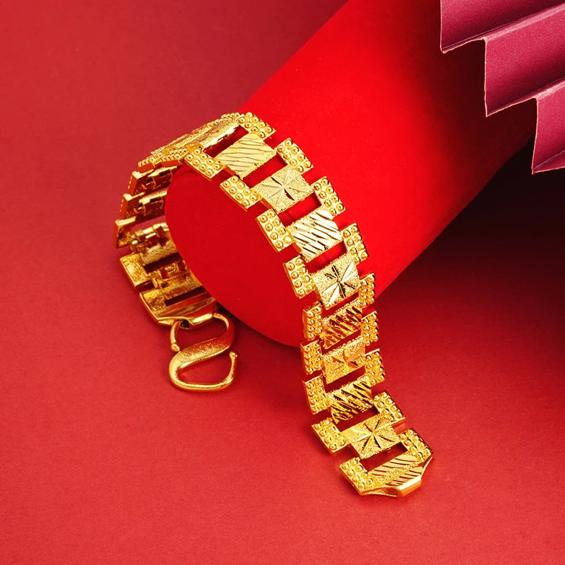 铜合金手链 实心表带手链车花满天星老板链饰品男款霸气