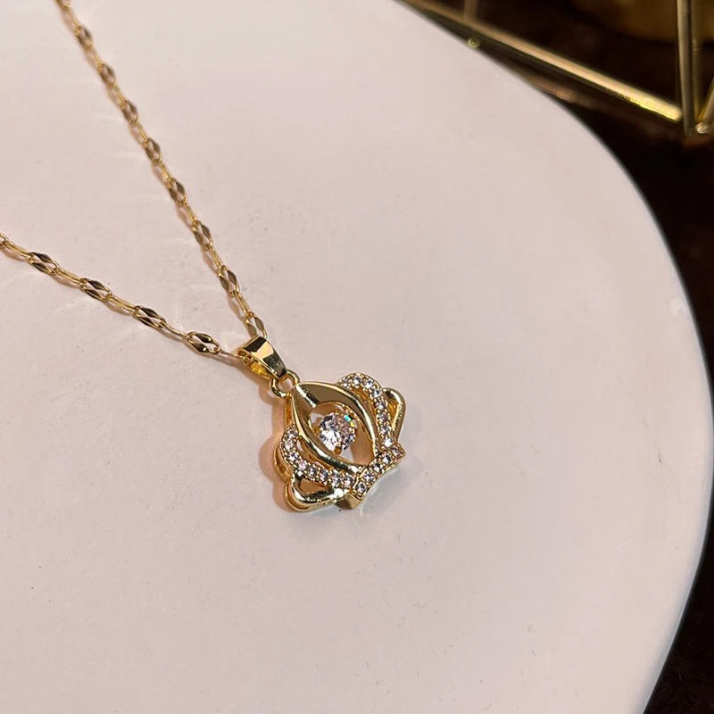 项链冠镶嵌锆石时尚气质优雅合金