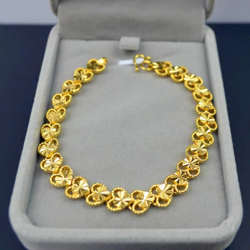 铜合金手链 心心运转桃心手链