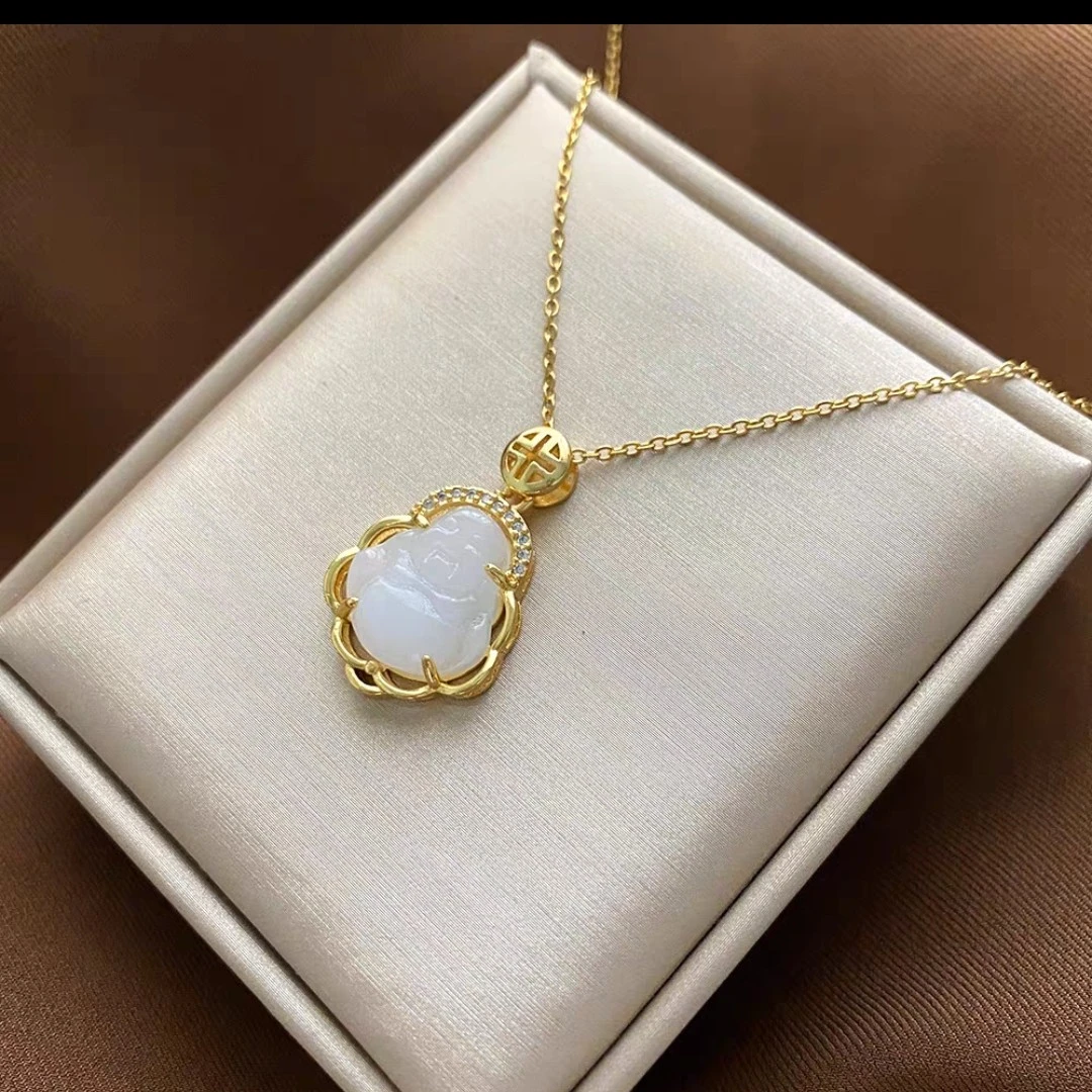 钛钢项链 3847 白色弥勒佛轻奢小众高级百搭款不过时锁骨链