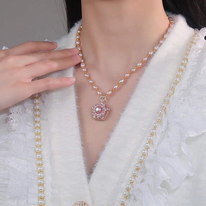 合金项链 【时来运转】个性会转小众轻奢珠珠项链气质复古