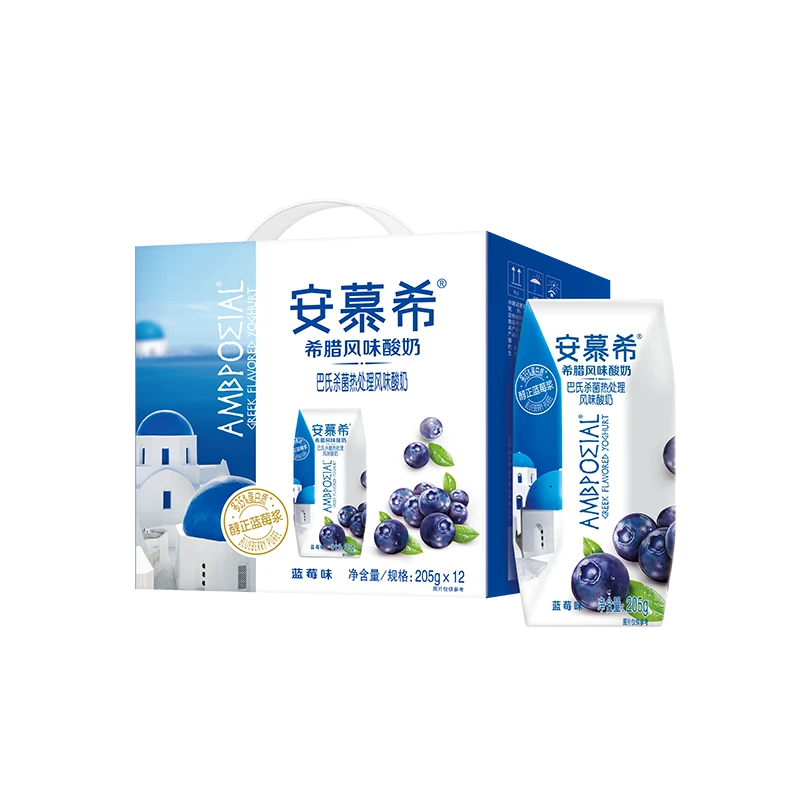 02月 伊利安慕希酸奶草莓/蓝莓味205g*12盒/箱常温酸甜风味