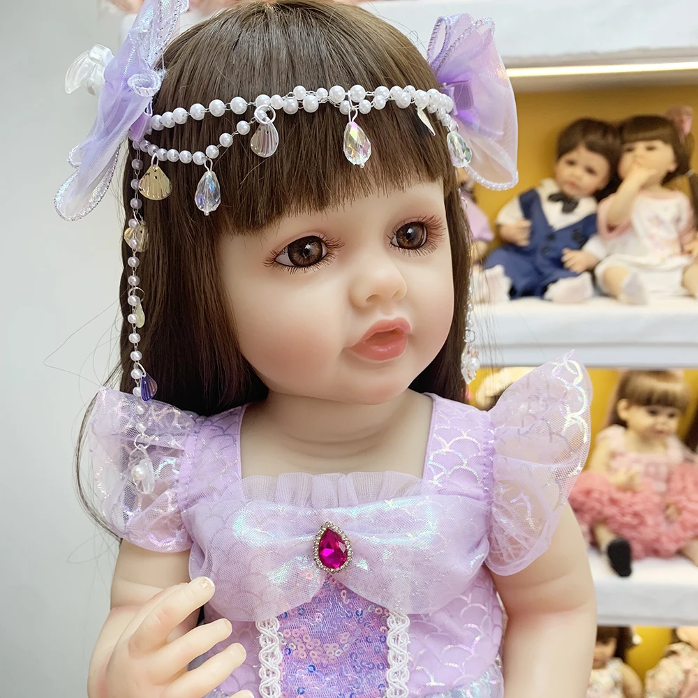 ESdolly55cm柔软搪胶洗澡重生娃娃仿真婴儿玩具儿童礼物美人鱼