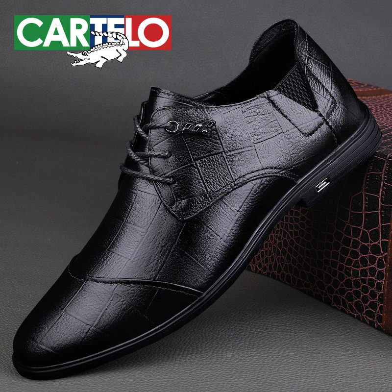 CARTELO/卡帝乐鳄鱼2023年男士休闲韩版潮流皮鞋百搭舒适透气男鞋