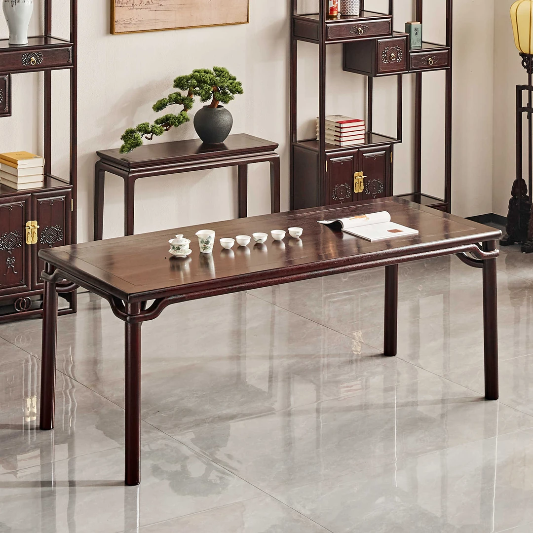 赞比亚紫檀 裹腿画桌【喜器红木】003