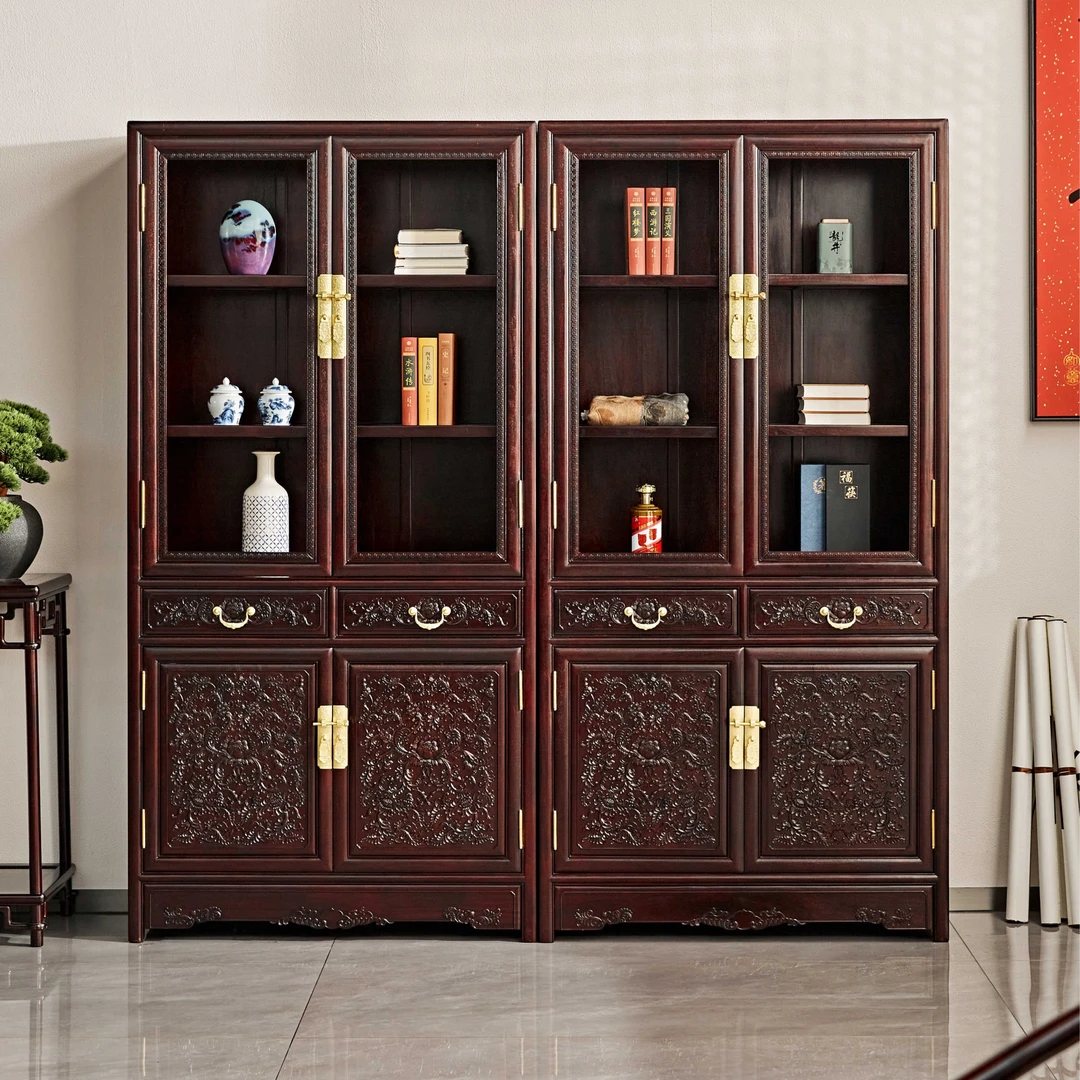 西番莲书柜古董展示柜玻璃酒柜【喜器红木】160