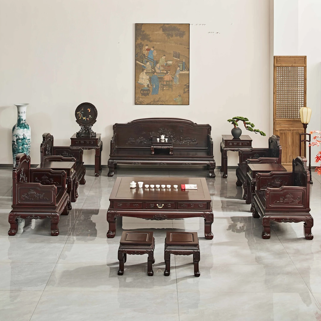 赞比亚紫檀沙发13件套【喜器红木】116