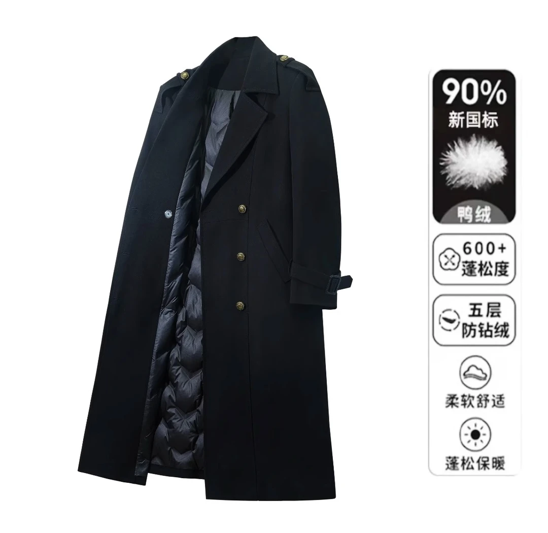 冬季白鸭绒内胆中长款风衣女2025冬季新款显瘦气质羽绒服外套大衣